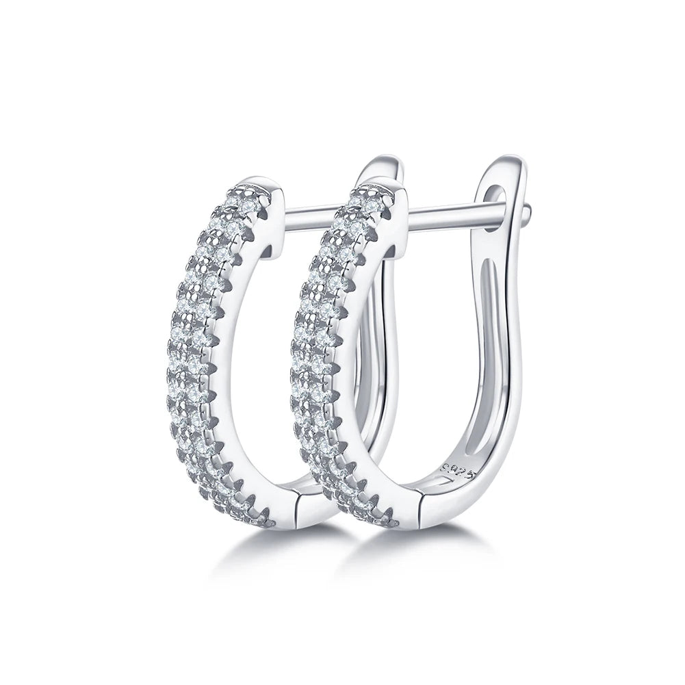 Moissanite Pavé Huggie Earrings in 14K Gold Plated Sterling Silver