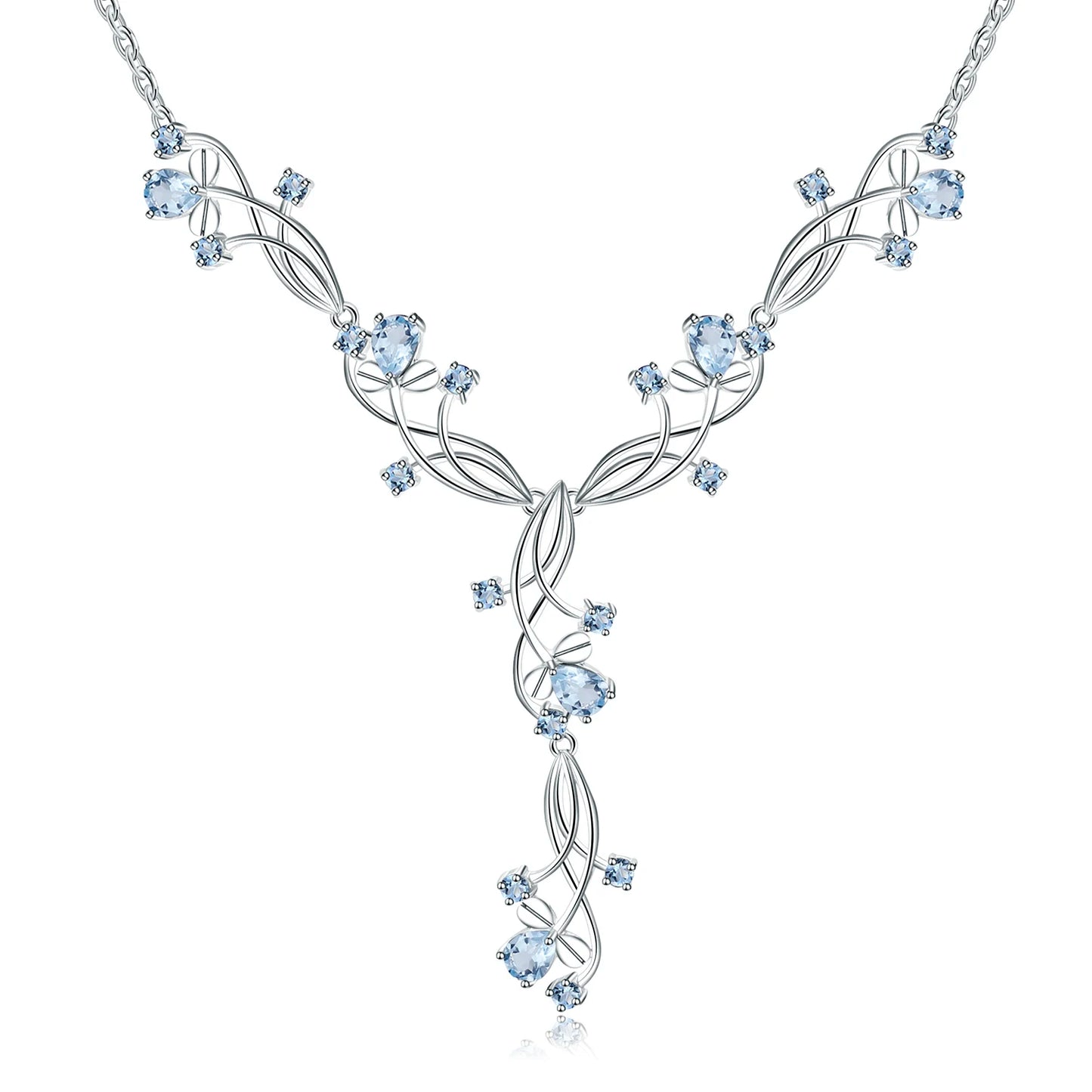 Collar nupcial floral con piedras preciosas GRACE en plata de ley