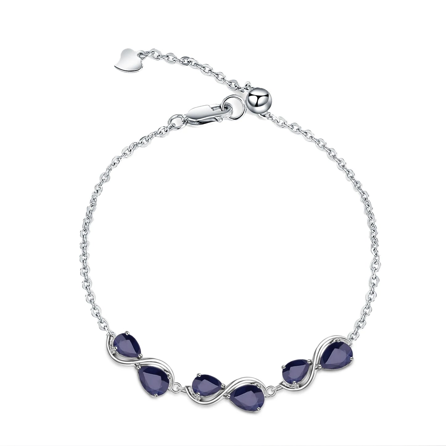 GRACE Pear Cut Gemstone Twist Style Bracelet in Sterling Silver