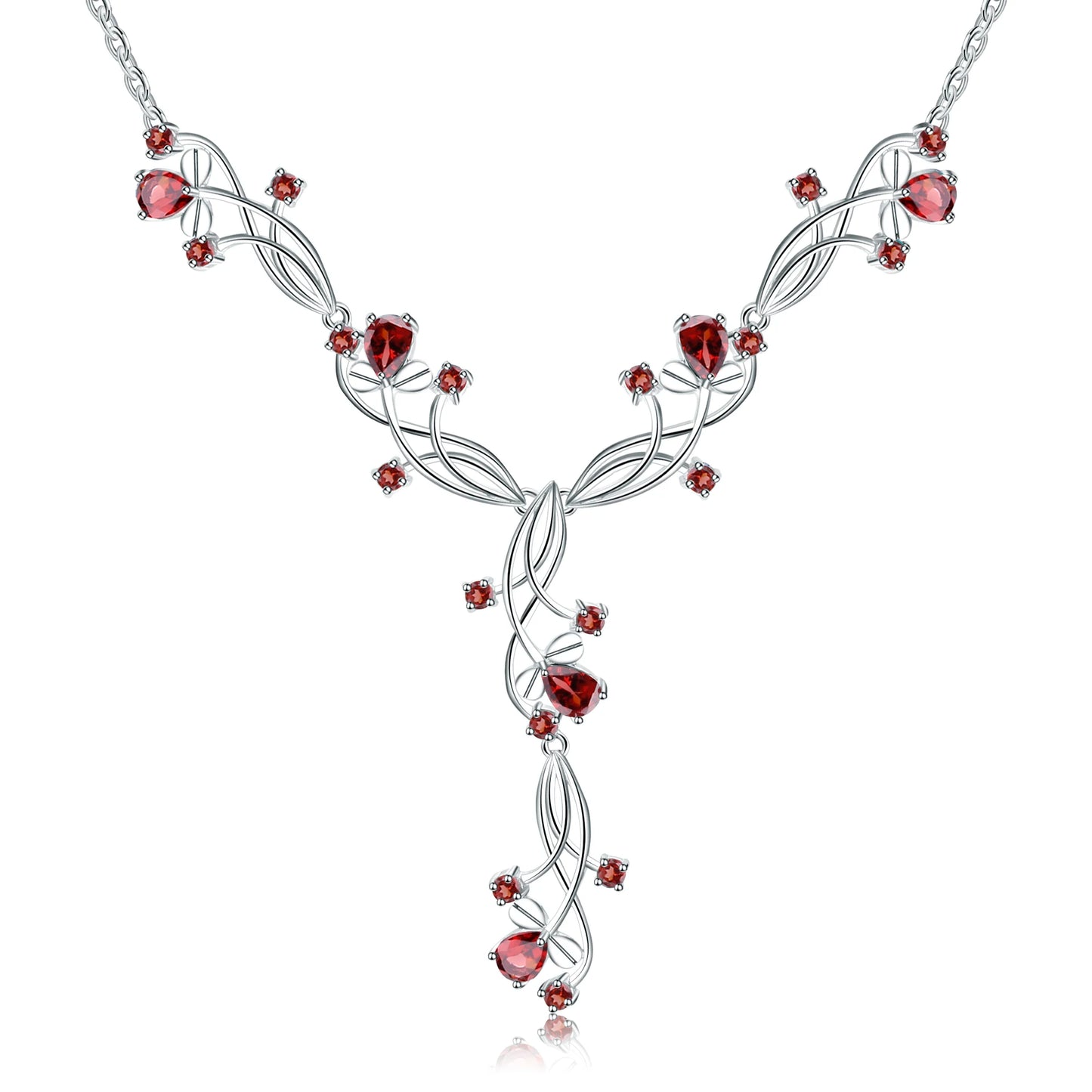 Collar nupcial floral con piedras preciosas GRACE en plata de ley