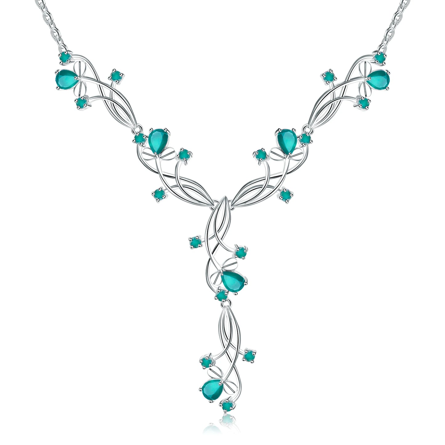 Collar nupcial floral con piedras preciosas GRACE en plata de ley