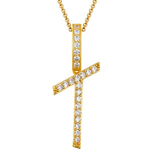 Collar con colgante inicial de moissanita en plata de ley bañada en oro