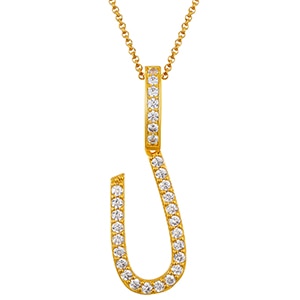 Collar con colgante inicial de moissanita en plata de ley bañada en oro