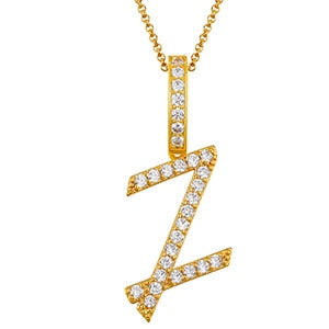 Collar con colgante inicial de moissanita en plata de ley bañada en oro