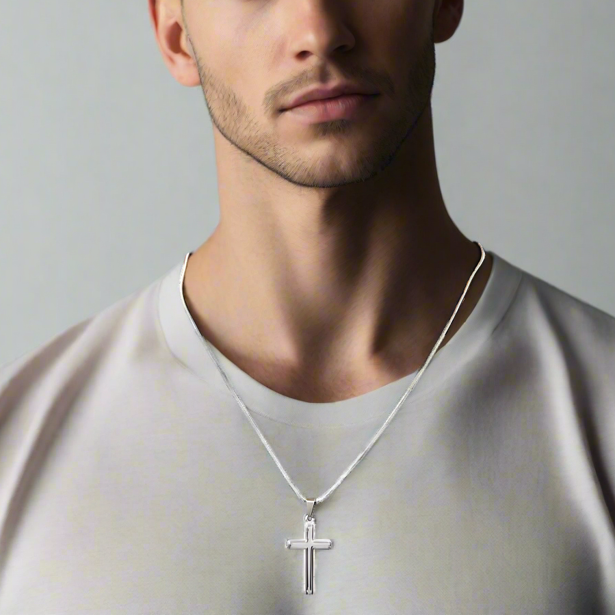 Collar de cruz artesanal "Mi querido hermano" con cita de Santa Gemma Galgani