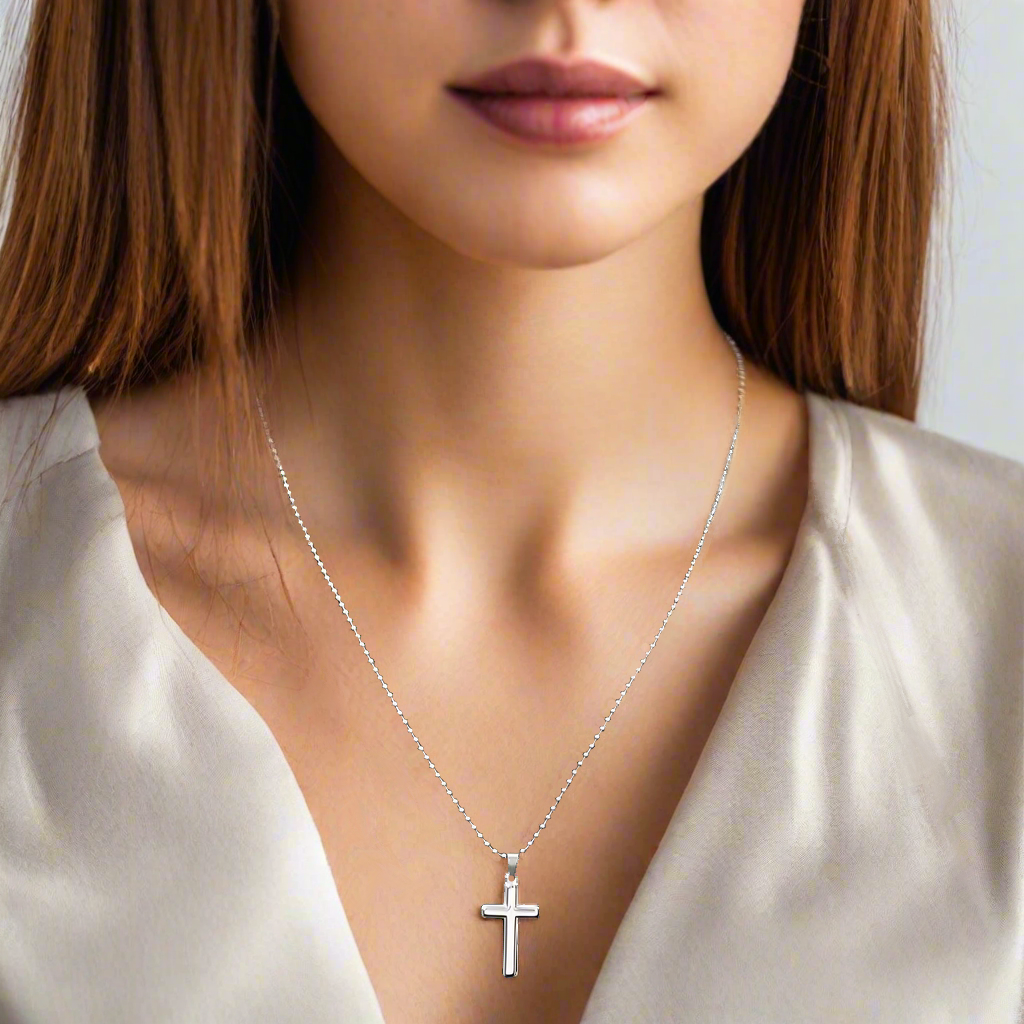 Goddaughter Cross Necklace with Saint Clare of Assisi Quote