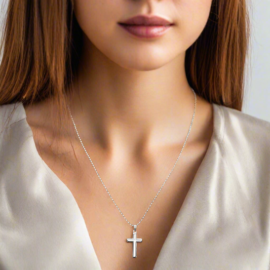 Wife-to-Be Cross Necklace with Saint Clare of Assisi Quote