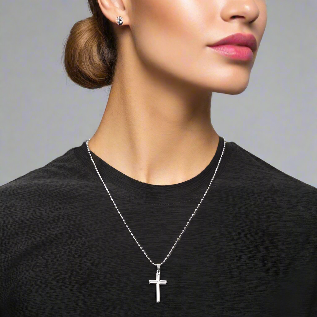 Goddaughter Cross Necklace with Saint Clare of Assisi Quote