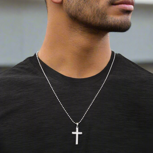 Soulmate (Male) Cross Necklace with Saint Clare of Assisi Quote