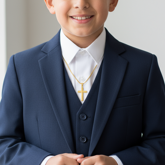 Grandson First Holy Communion Personalized Cross Necklace