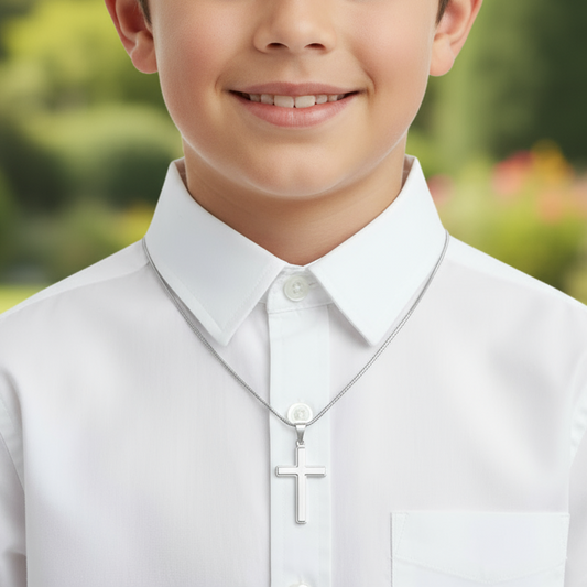 Grandson On Your Baptism Personalized Cross Necklace