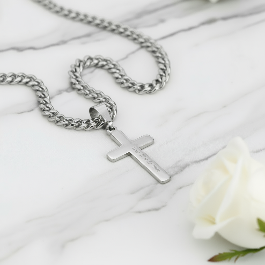 Godson Blessings On Your Confirmation Personalized Cross Necklace with Saint Ambrose Quote