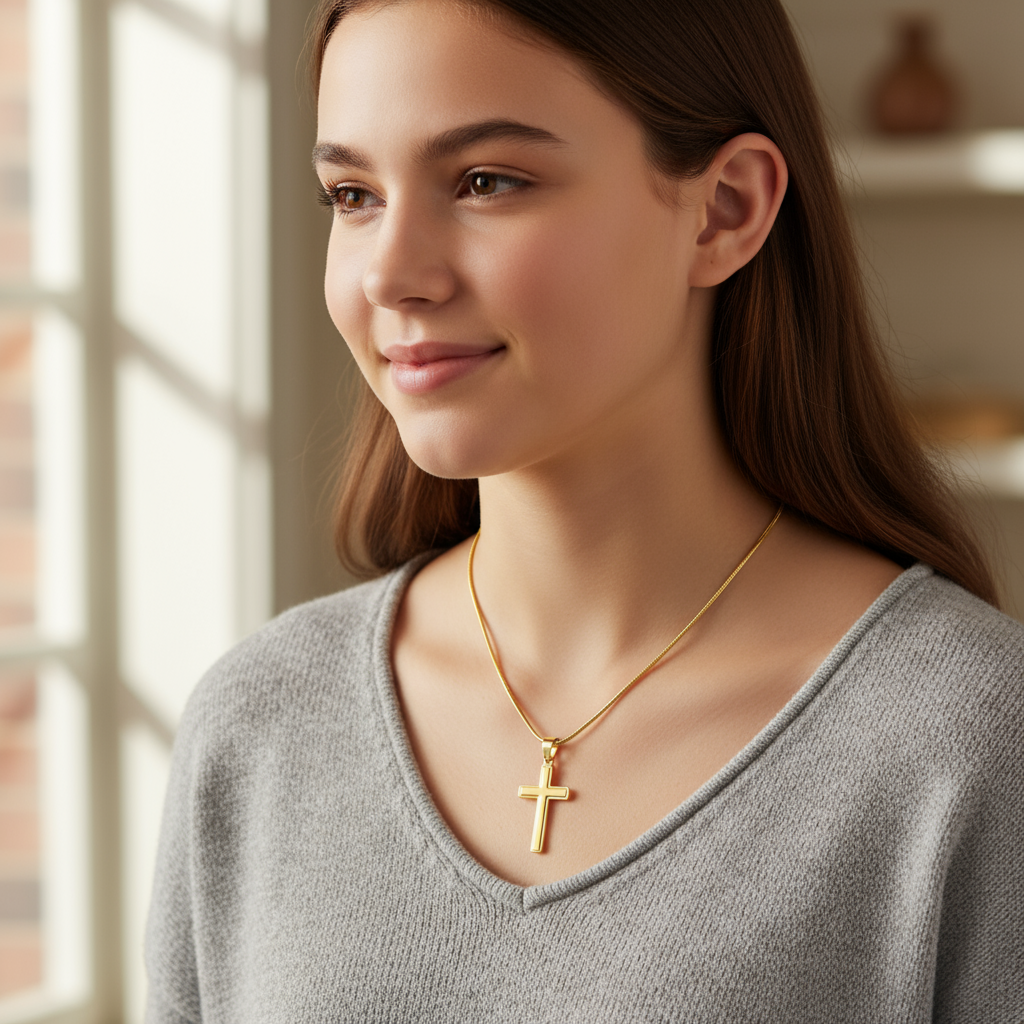 My Dear Sister Personalized Cross Necklace with Saint Gemma Galgani Quote