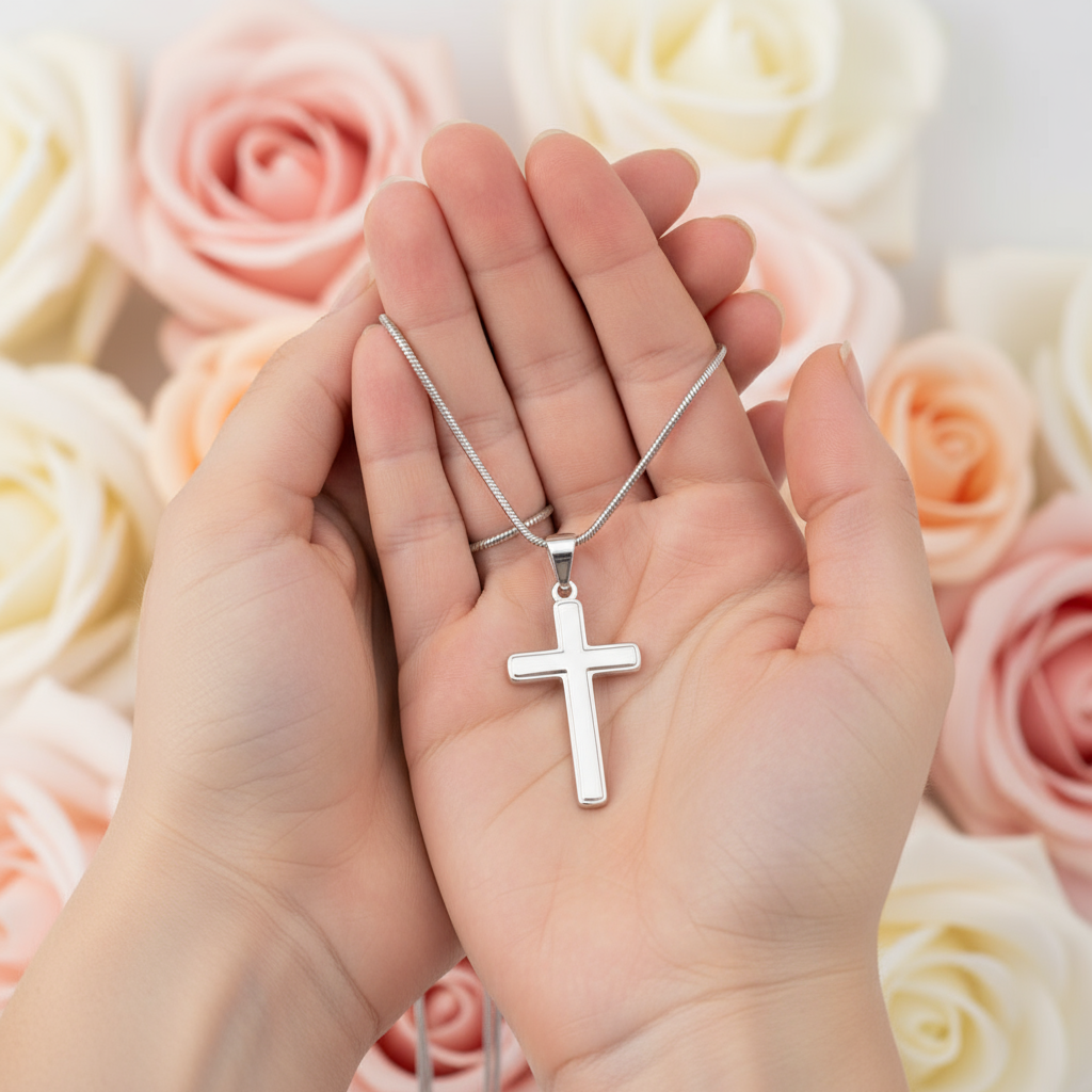 My Dear Sister Personalized Cross Necklace with Saint Gemma Galgani Quote