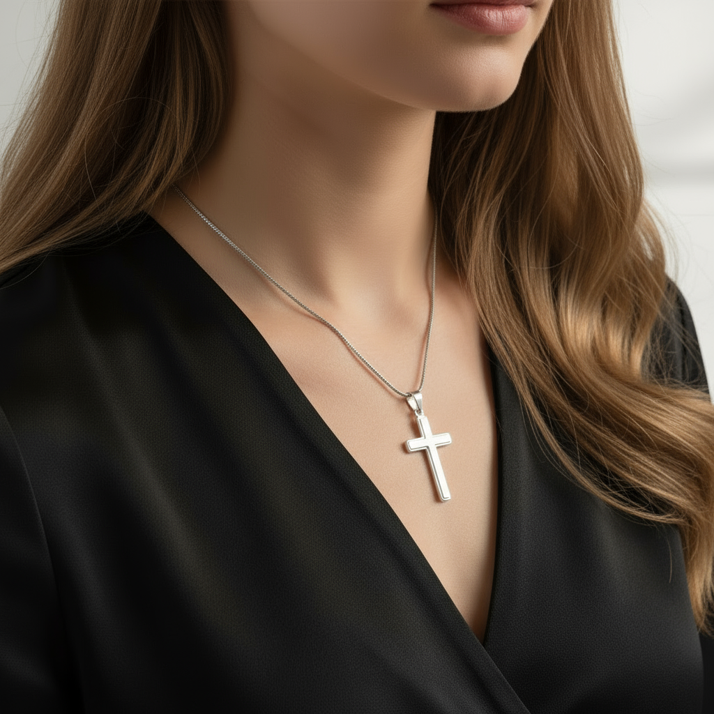 My Dear Sister Personalized Cross Necklace with Saint Gemma Galgani Quote
