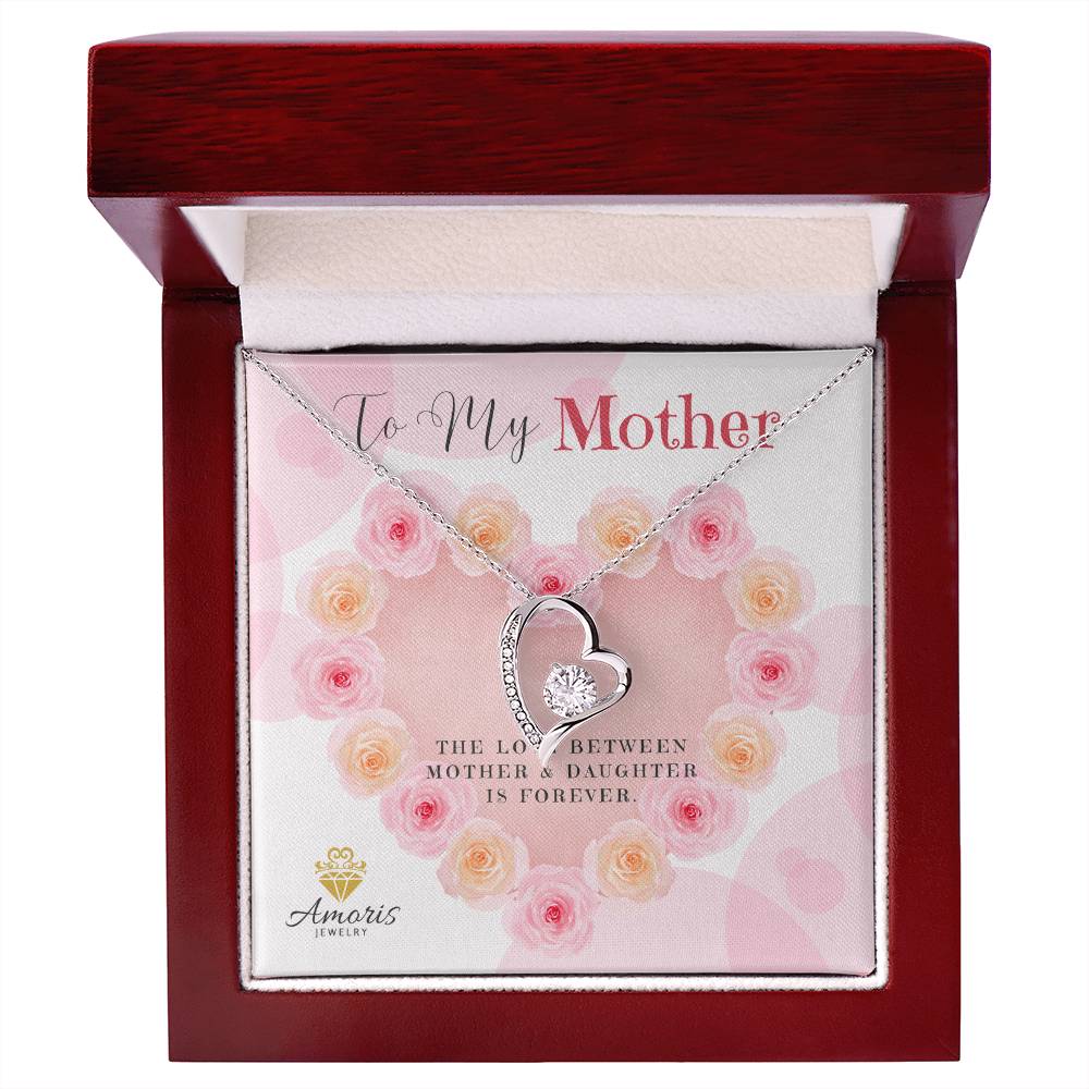 To My Mother Valentine Heart Necklace with Message Card