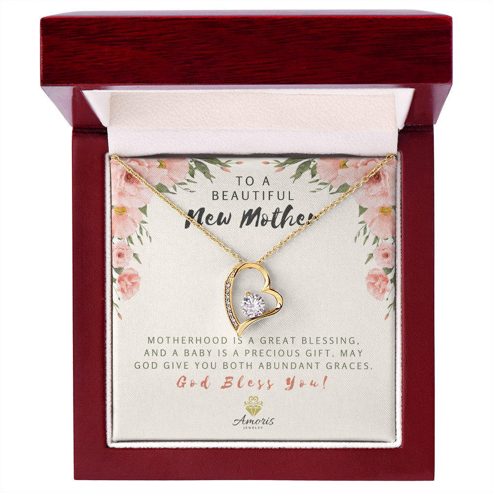 To A Beautiful New Mother Forever Love Necklace with Message Card