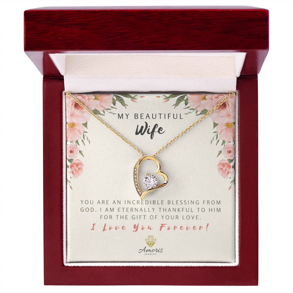 My Beautiful Wife Heart Necklace - I Love You Forever