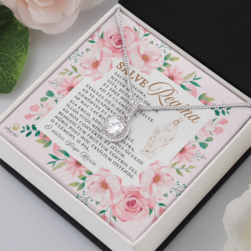 Collar Salve Regína Esperanza Eterna con Tarjeta de Oración en latín (con acentos)