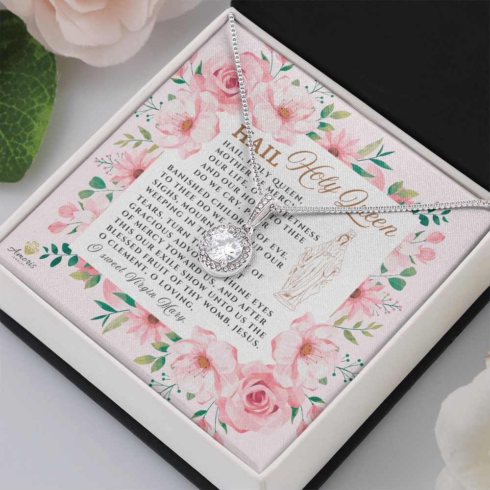 Collar Salve Reina Santa Esperanza Eterna con tarjeta de oración en INGLÉS