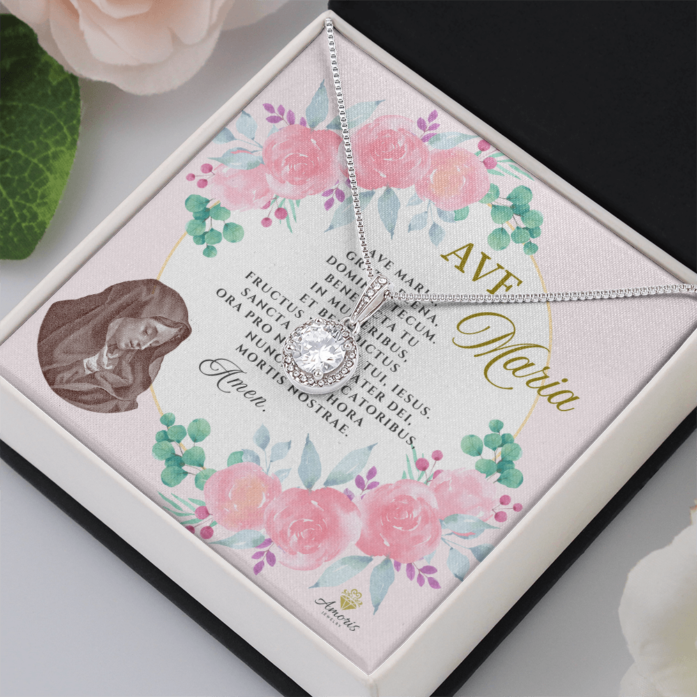 Ave Maria Eternal Hope Necklace with LATIN Prayer Card