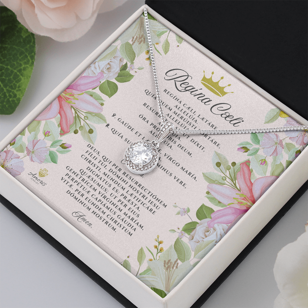 Collar de Esperanza Eterna de Regína Cæli con tarjeta de oración en latín (con detalles)