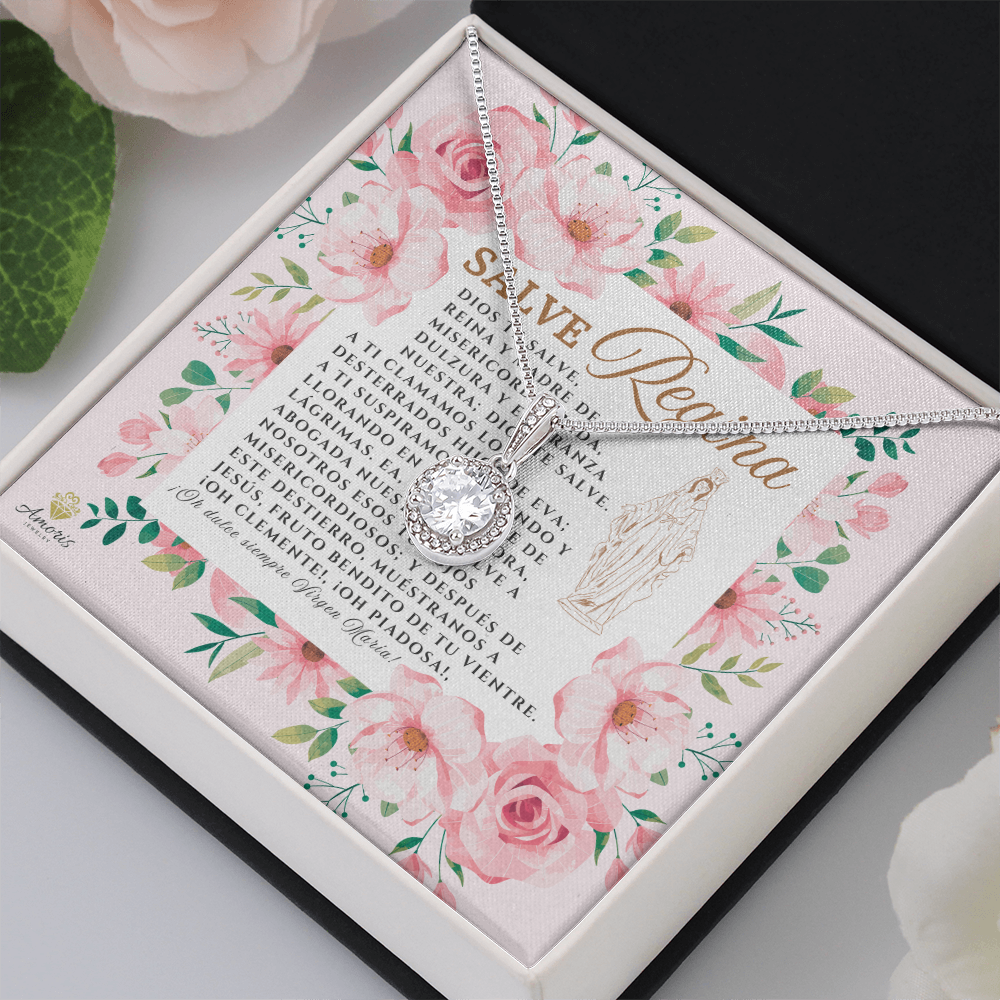 Collar Salve Regina Esperanza Eterna con Tarjeta de Oración en ESPAÑOL