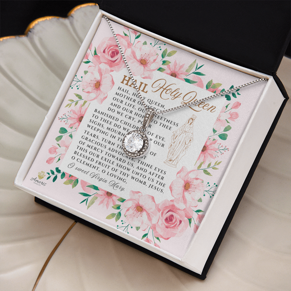 Collar Salve Reina Santa Esperanza Eterna con tarjeta de oración en INGLÉS