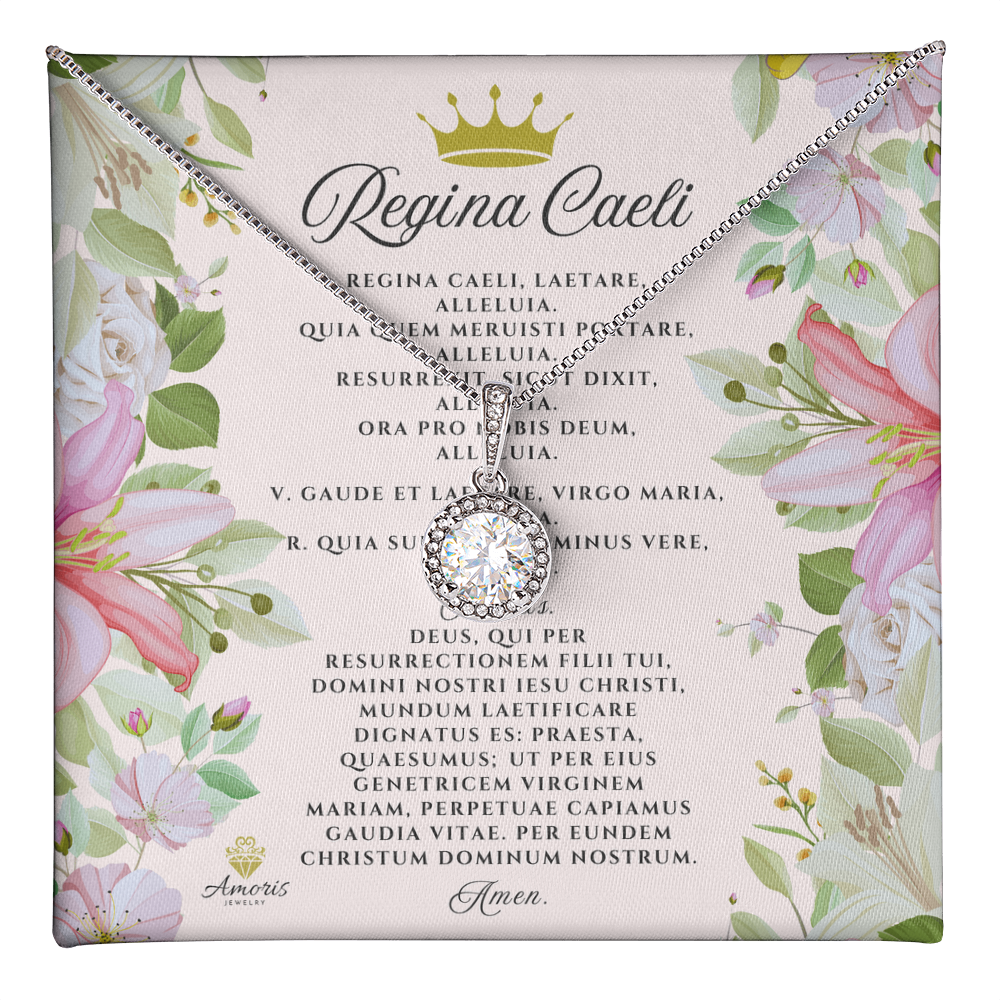 Collar Regina Caeli Esperanza Eterna con tarjeta de oración en latín