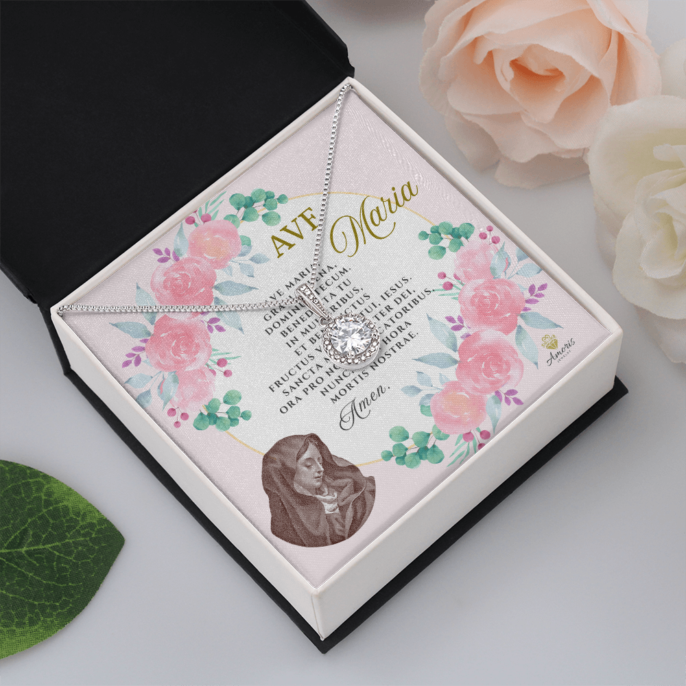 Ave Maria Eternal Hope Necklace with LATIN Prayer Card