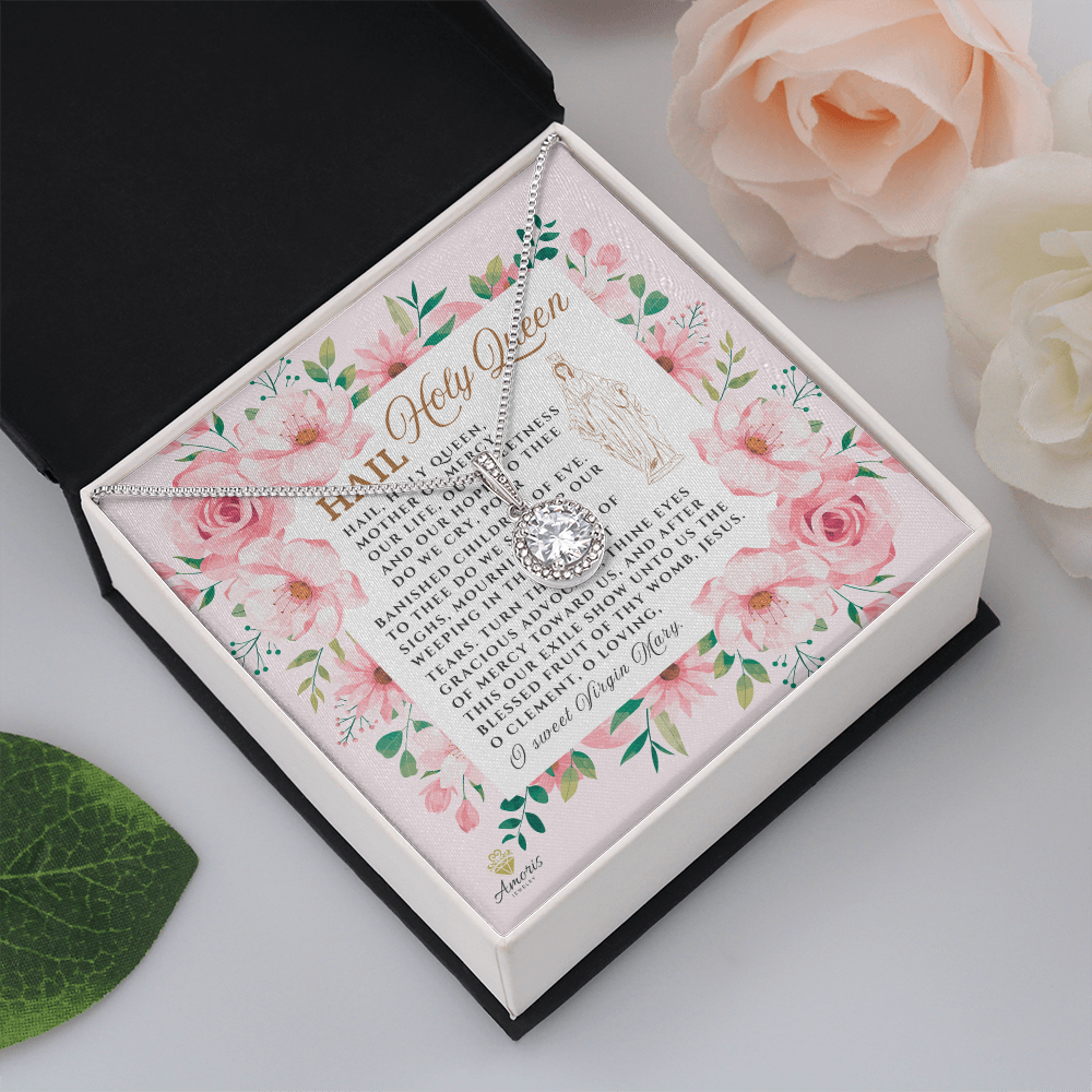 Collar Salve Reina Santa Esperanza Eterna con tarjeta de oración en INGLÉS
