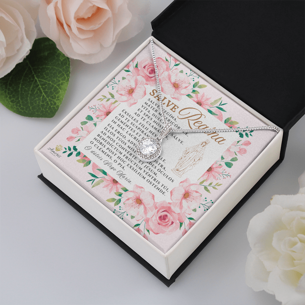 Collar Salve Regína Esperanza Eterna con Tarjeta de Oración en latín (con acentos)