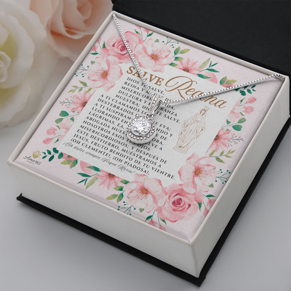 Collar Salve Regina Esperanza Eterna con Tarjeta de Oración en ESPAÑOL