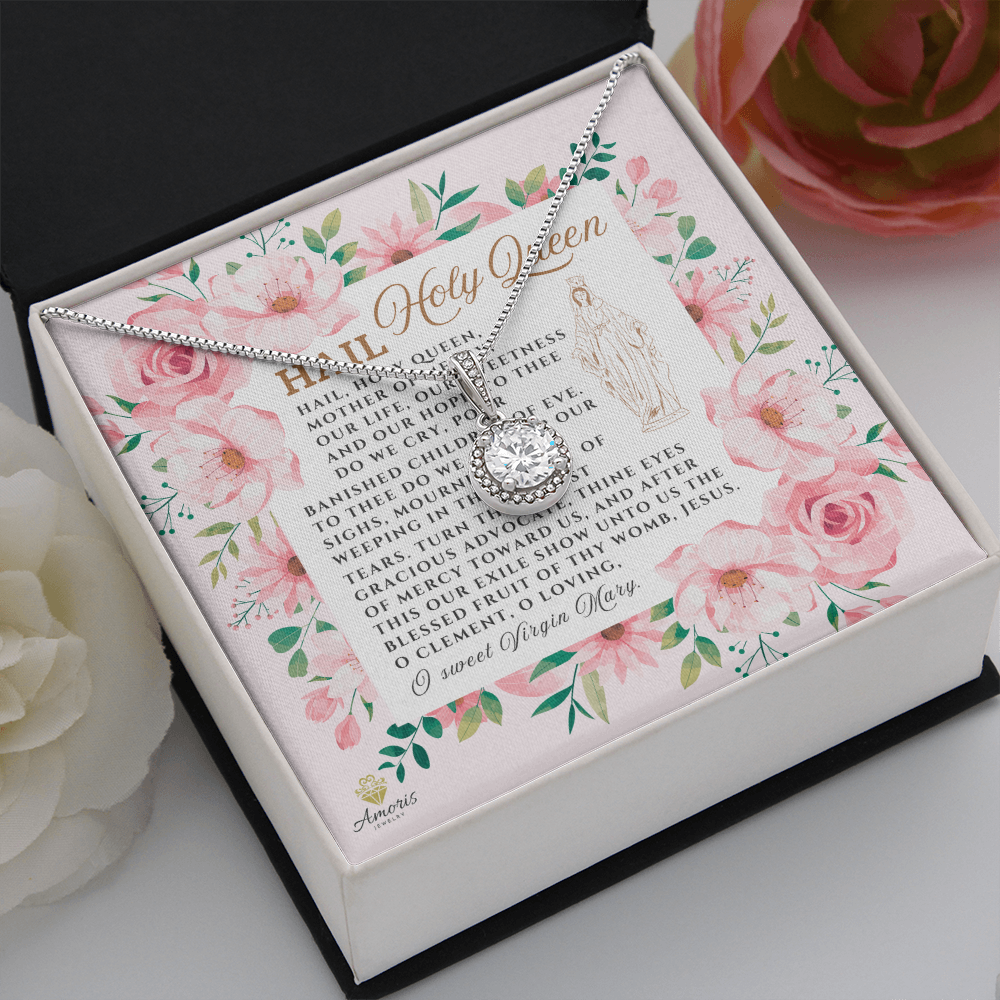 Collar Salve Reina Santa Esperanza Eterna con tarjeta de oración en INGLÉS