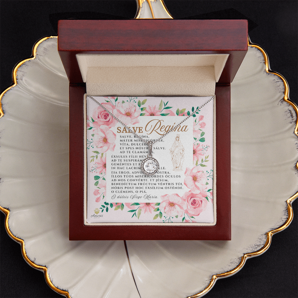Collar Salve Regína Esperanza Eterna con Tarjeta de Oración en latín (con acentos)