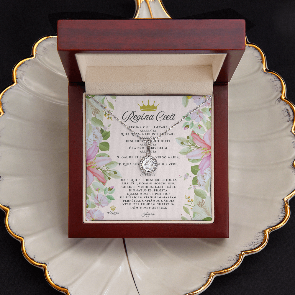 Collar de Esperanza Eterna de Regína Cæli con tarjeta de oración en latín (con detalles)