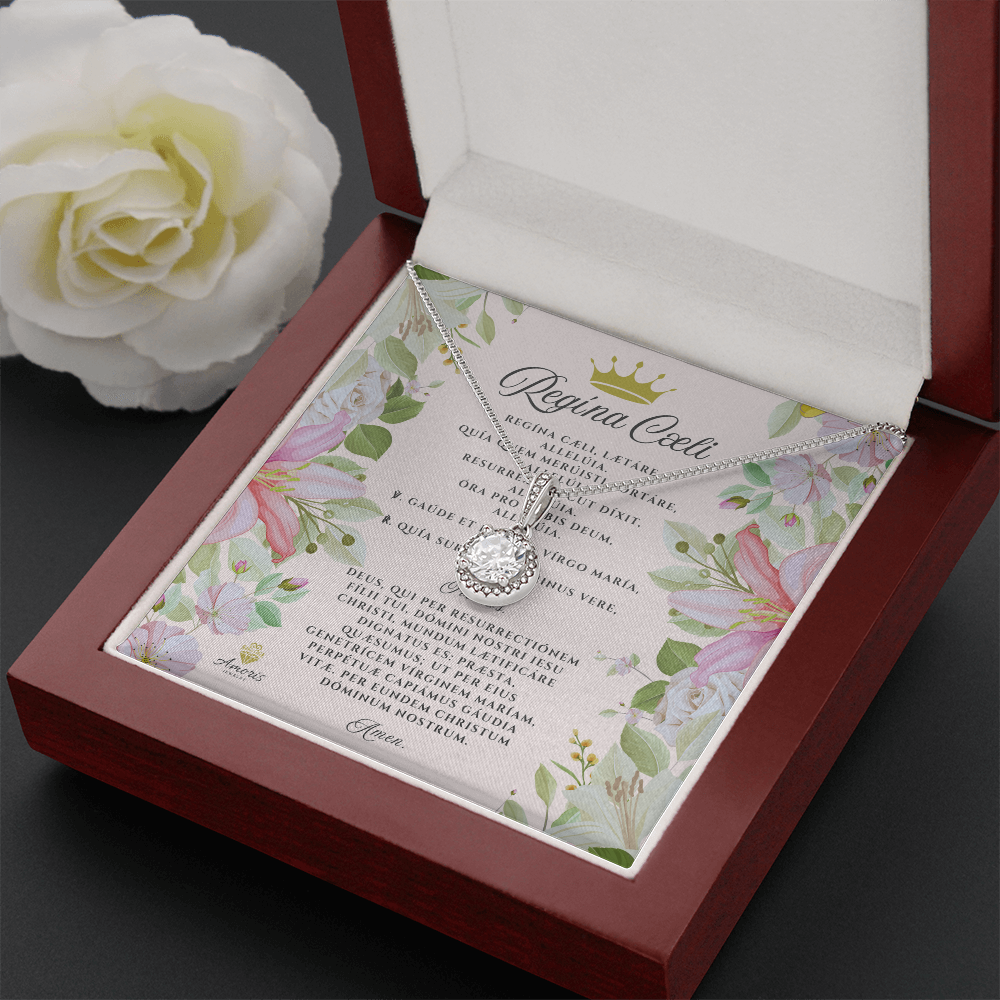Collar de Esperanza Eterna de Regína Cæli con tarjeta de oración en latín (con detalles)