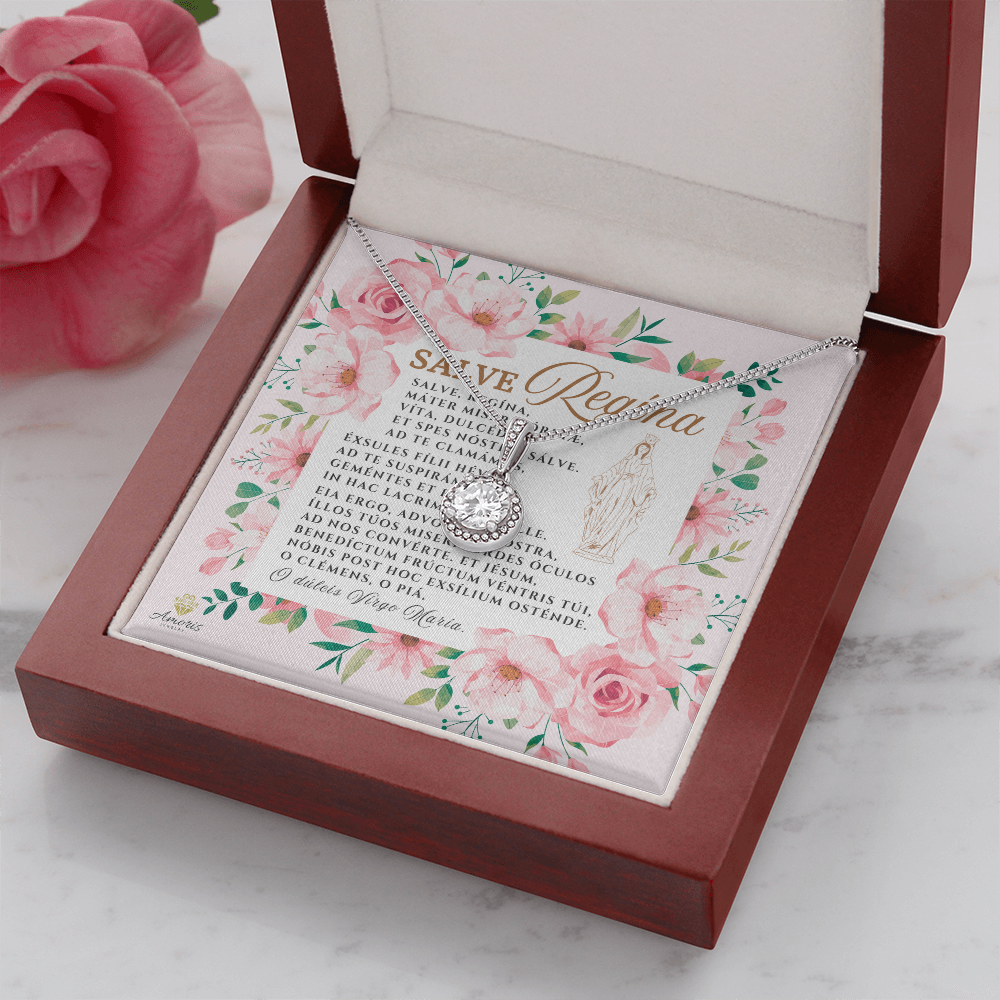 Collar Salve Regína Esperanza Eterna con Tarjeta de Oración en latín (con acentos)