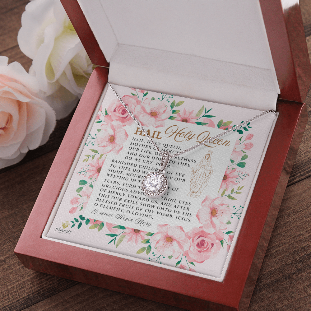 Collar Salve Reina Santa Esperanza Eterna con tarjeta de oración en INGLÉS