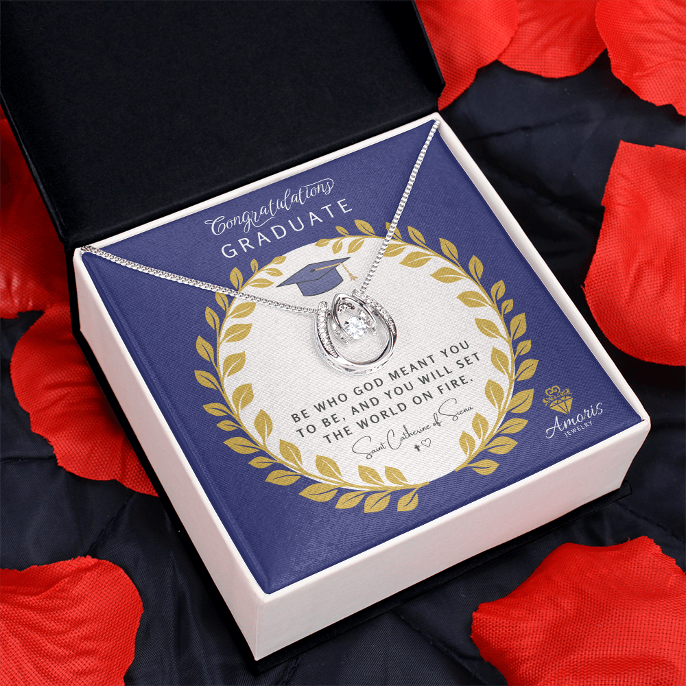 Congratulations Graduate Valley of Grace Necklace with Saint Catherine of Siena Quote
