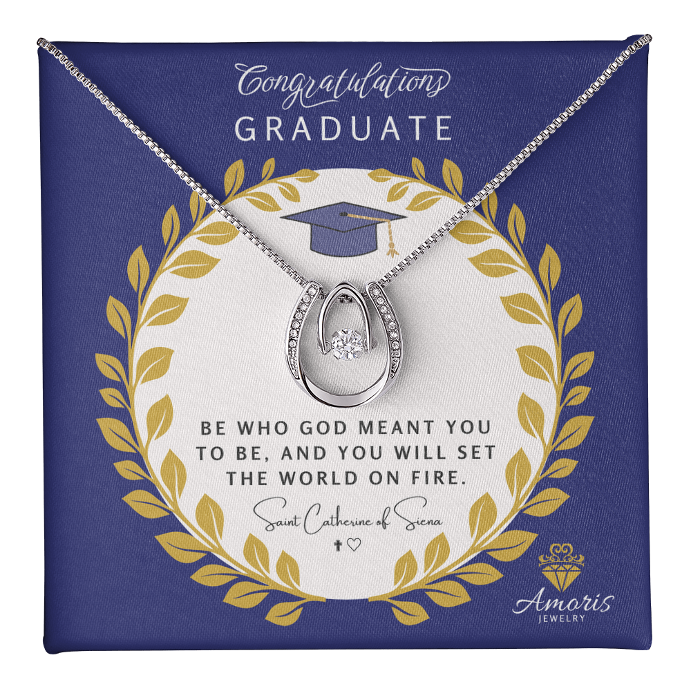 Congratulations Graduate Valley of Grace Necklace with Saint Catherine of Siena Quote