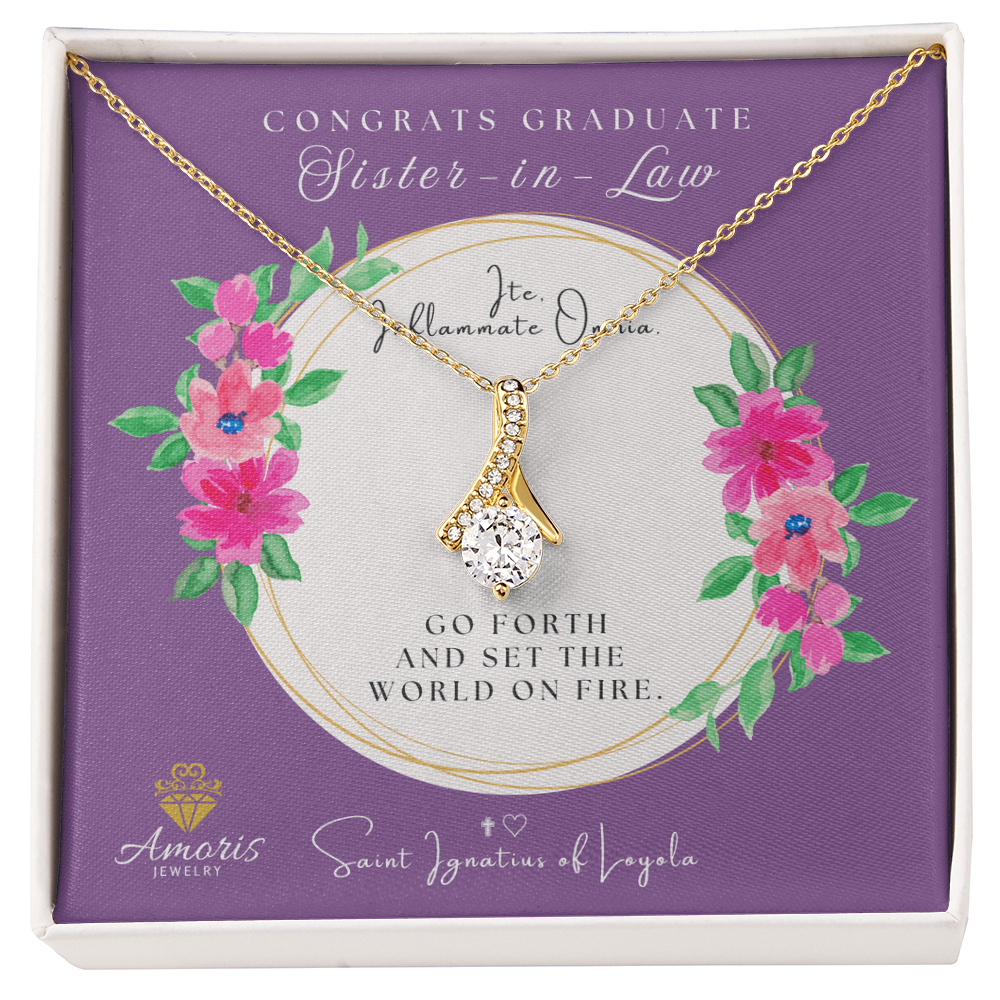 Congrats Graduate Sister-in-Law Necklace with Saint Ignatius of Loyola Quote