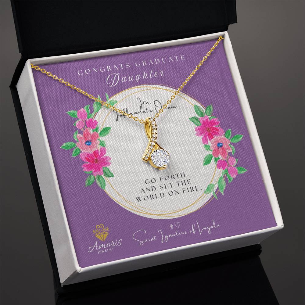 Congrats Graduate Daughter Necklace with Saint Ignatius of Loyola Quote