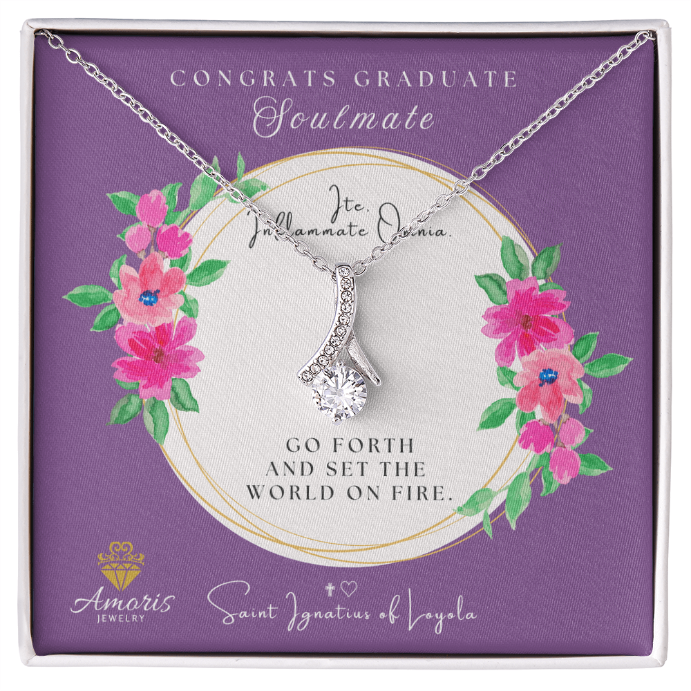 Congrats Graduate Soulmate Necklace with Saint Ignatius of Loyola Quote