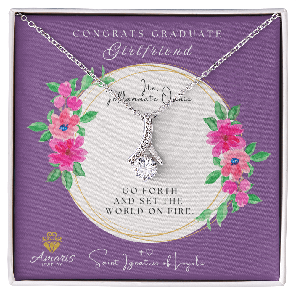 Congrats Graduate Girlfriend Necklace with Saint Ignatius of Loyola Quote