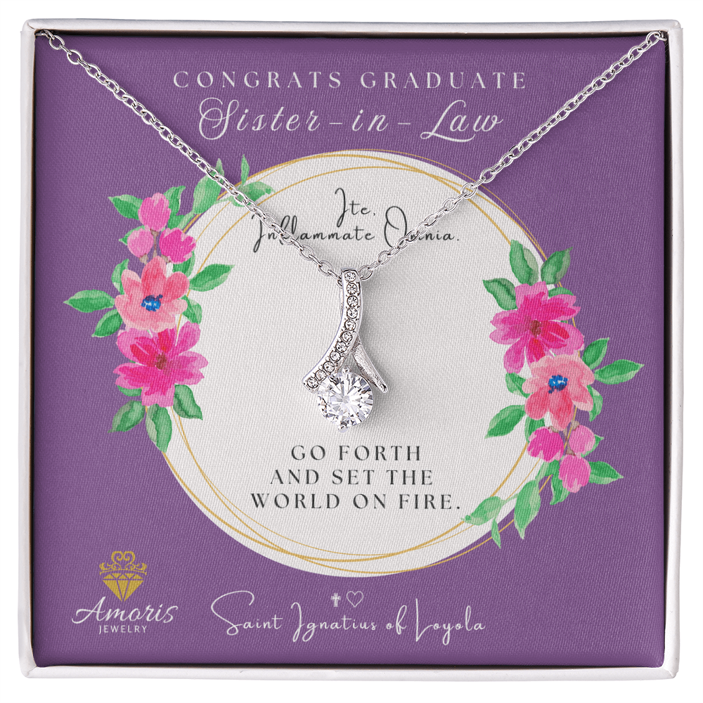 Congrats Graduate Sister-in-Law Necklace with Saint Ignatius of Loyola Quote