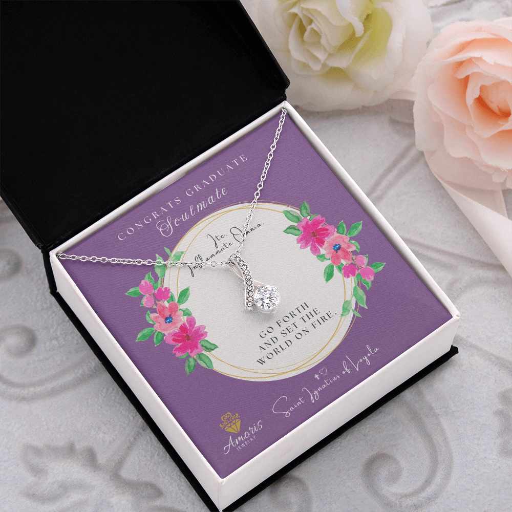 Congrats Graduate Soulmate Necklace with Saint Ignatius of Loyola Quote