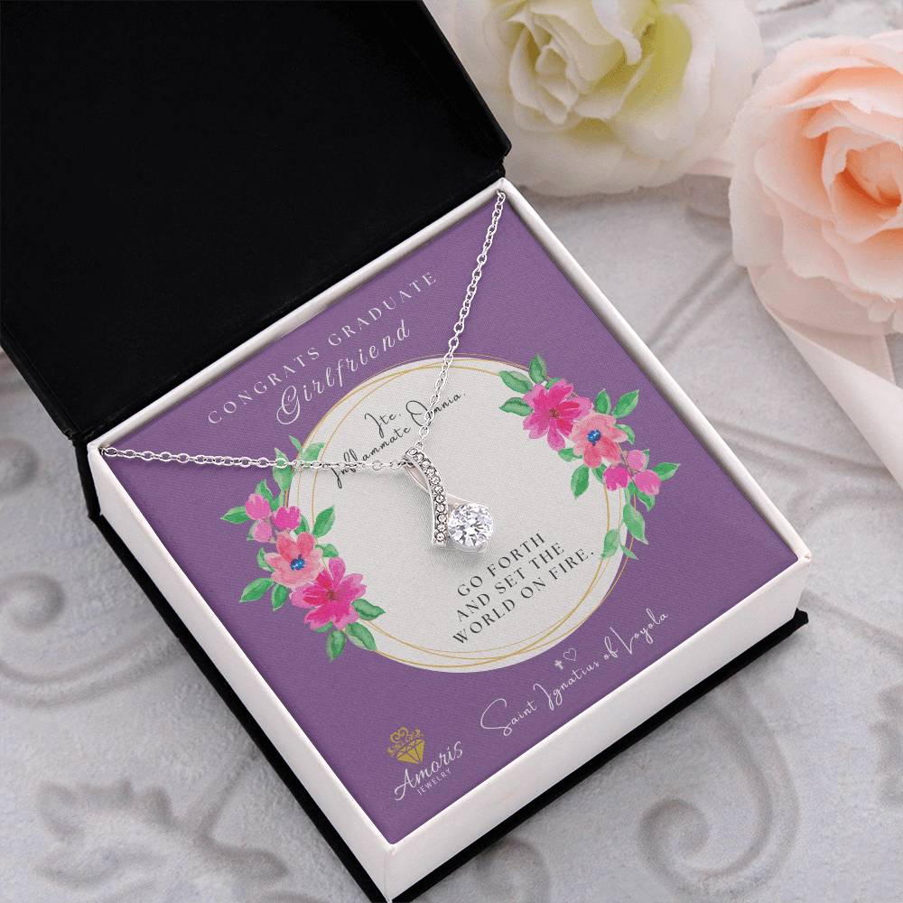 Congrats Graduate Girlfriend Necklace with Saint Ignatius of Loyola Quote