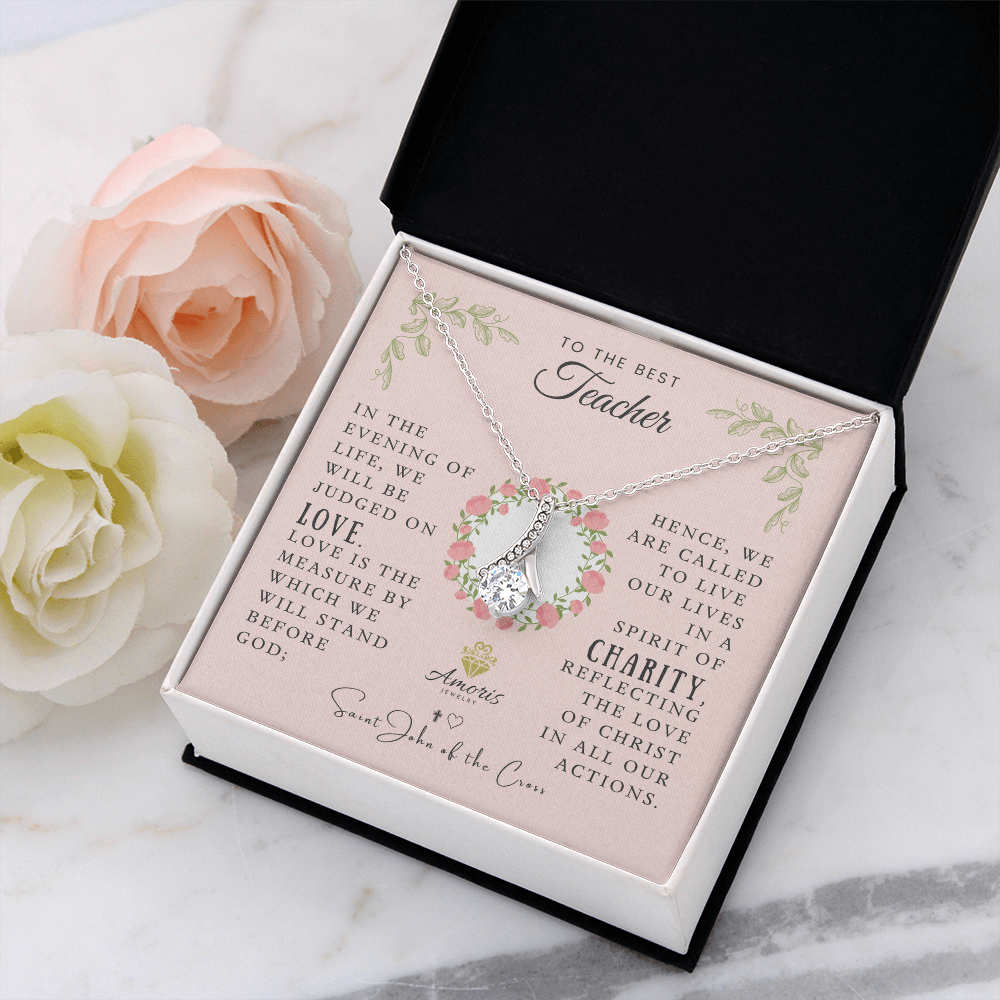 To the Best Teacher Necklace with Saint John of the Cross Quote