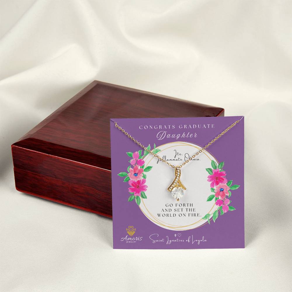 Congrats Graduate Daughter Necklace with Saint Ignatius of Loyola Quote